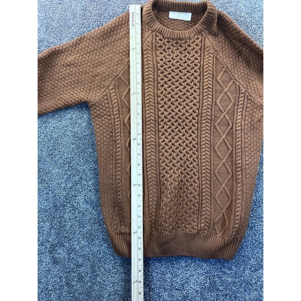 Primark Sweater Womens S Cable Knit Crew Neck Raglan Sleeve Ribbed Brown‎